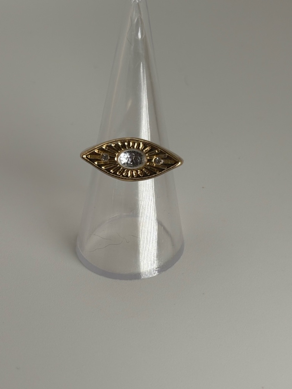 Gold Tone Evil Eye Ring | Rhinestone Statement Ring | Boho Spiritual Protection